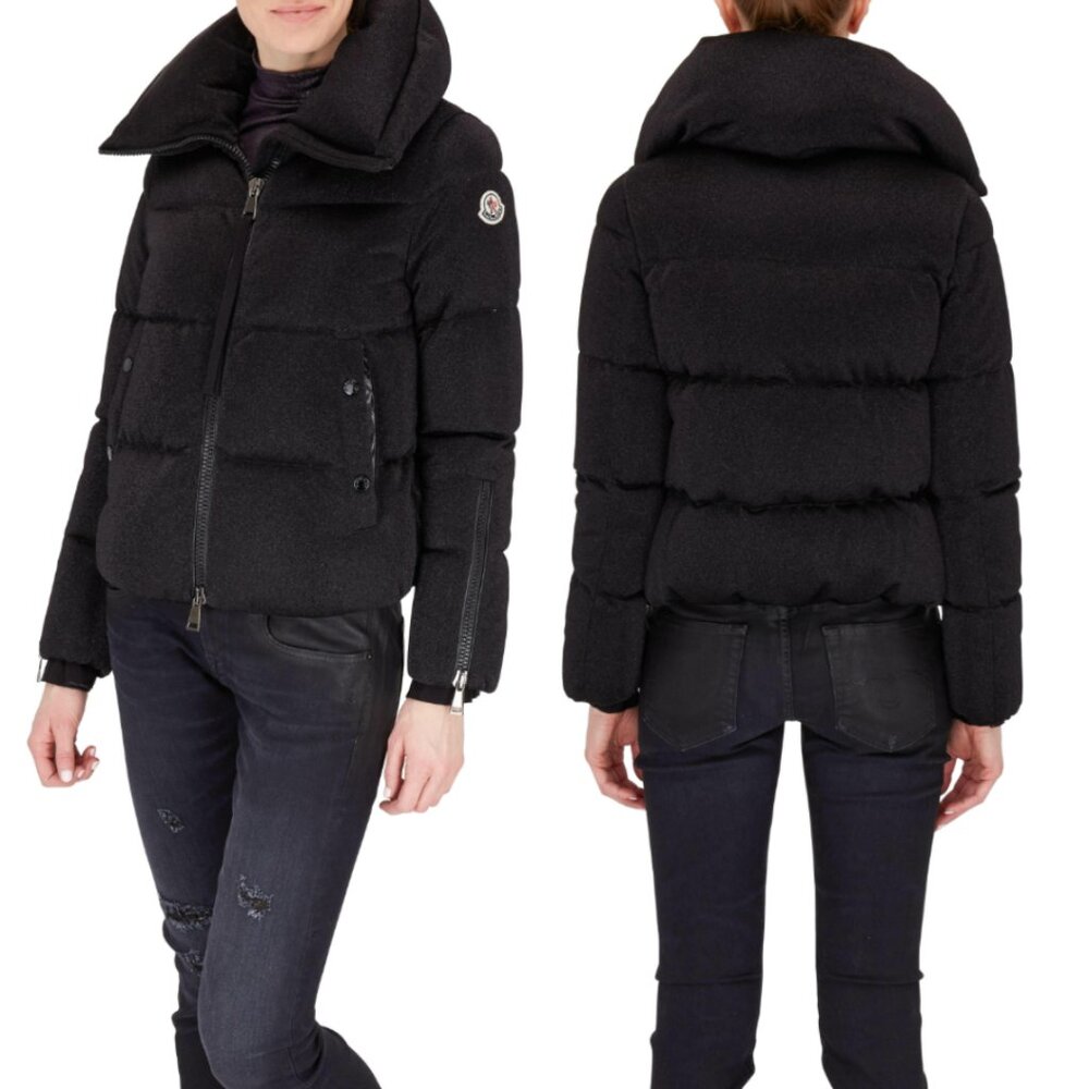 $1720 Moncler Black Bandama Sparkle Quilted Coat Jacket size 4/Large